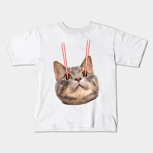 Laser Cat Kids T-Shirt by Barnyardy